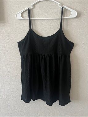 SHEIN Black Eyelet Spaghetti Strap swim cover tank
